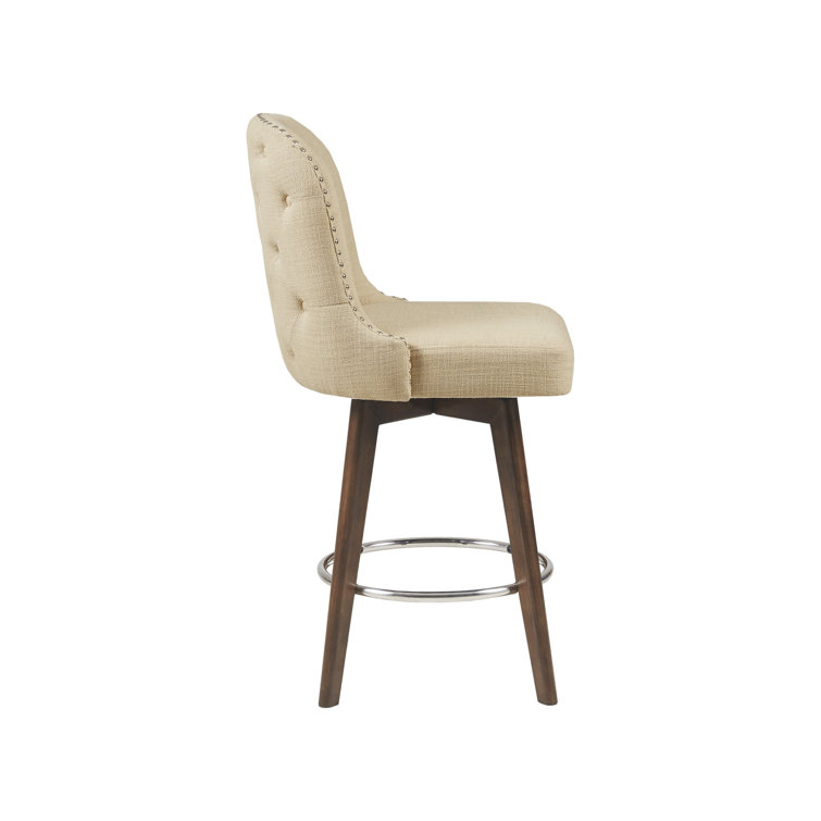 Philippa Button Tufted Stool with Swivel Seat Reviews Joss Main